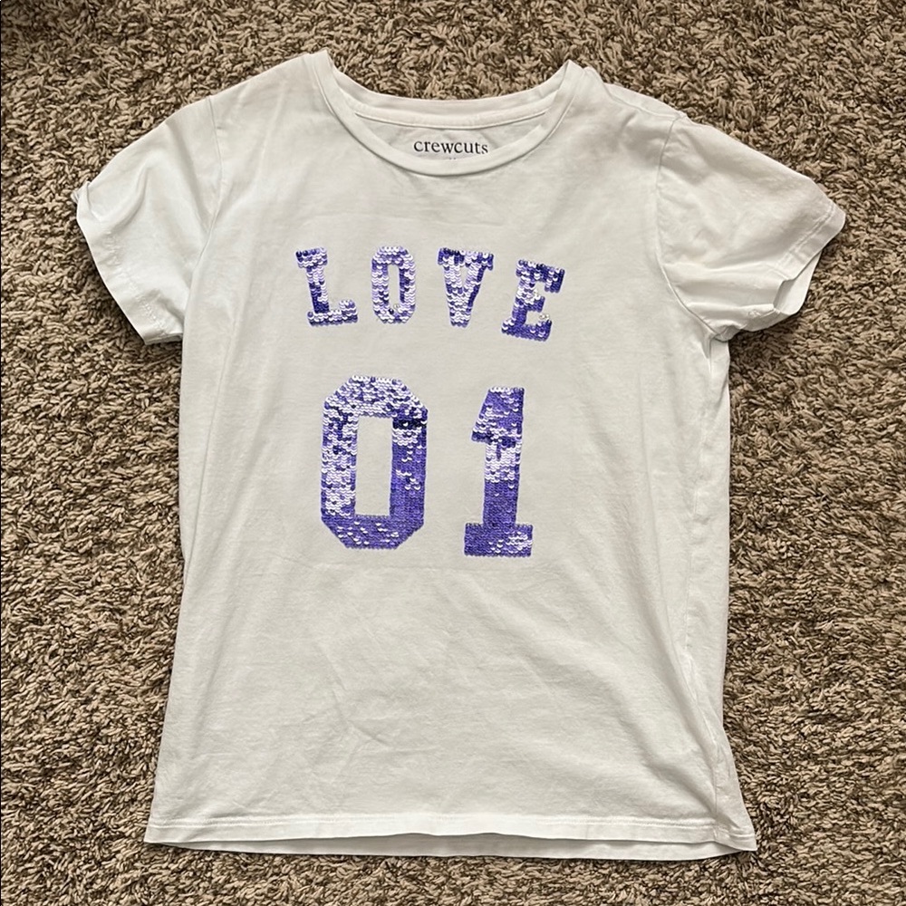 Crewcuts White and Purple Short Sleeve Tees